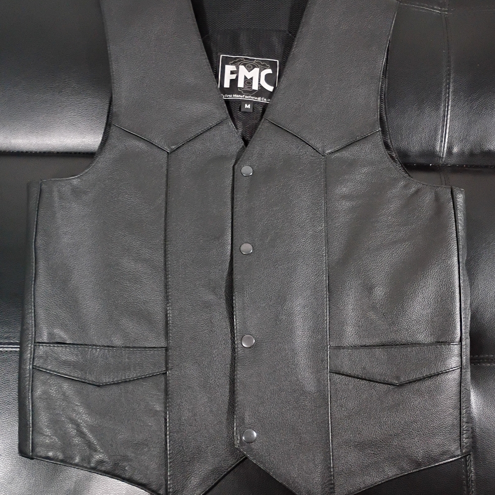 Men's Black Leather Vest